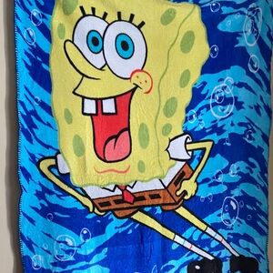 DEADSTOCK Y2K - NWT 2005 SpongeBob SquarePants Cozy Throw Blanket ๐ซง